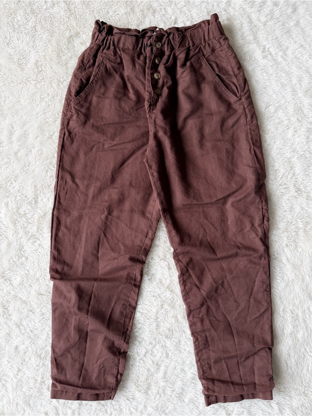 Lost In Lunar Woman Brown Linen Cotton Pants MEDIUM Classic Coastal Grandma